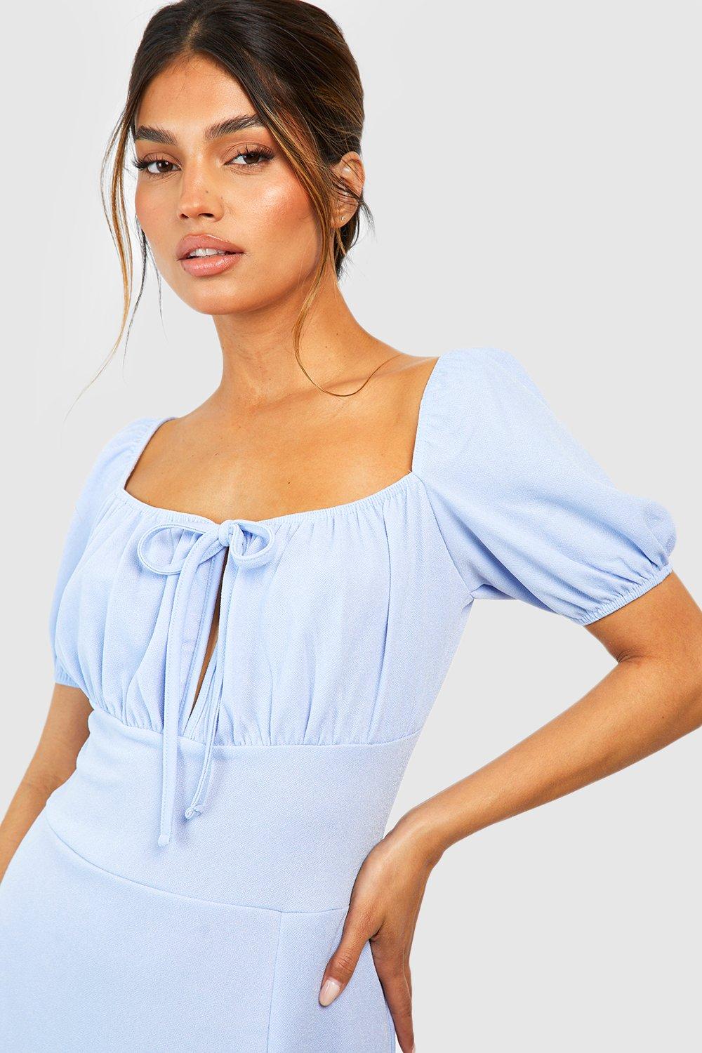 Puff Sleeve Midi Dress boohoo